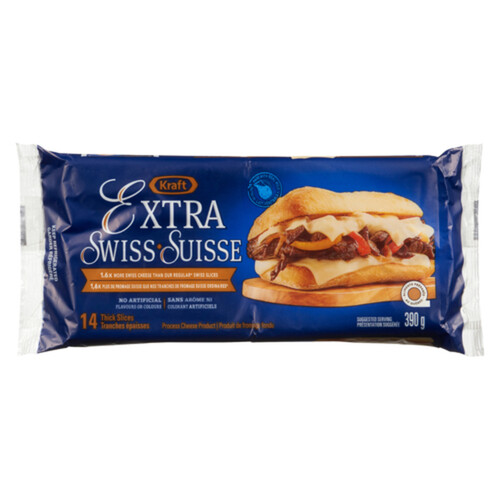 Kraft Thick Sliced Cheese Extra Swiss 14 Slices 390 g