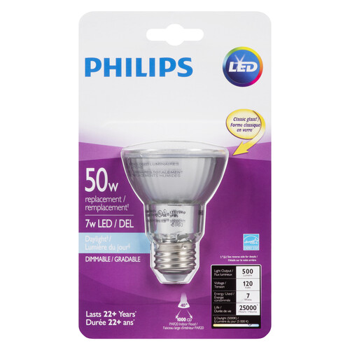 Philips LED PAR20 Flood Light Bulbs 7W Daylight 1 Unit