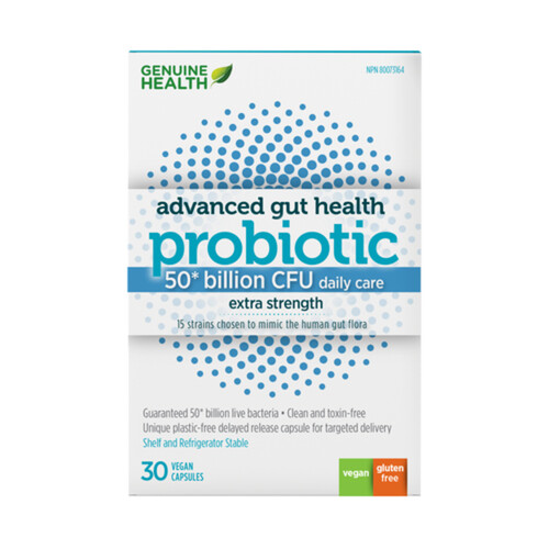 Genuine Health Advanced Gut Health Probiotic Extra Strength Capsules 30 Count