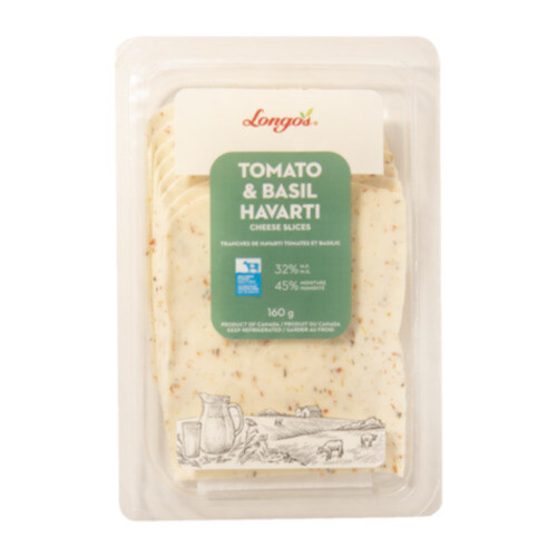 Longo's Sliced Cheese Havarti Tomato & Basil 160 g