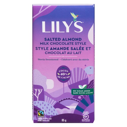 Lily's Sweets Gluten Free Salted Almond Milk Chocolate Style Bar 85 g
