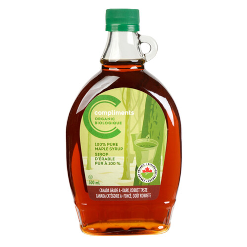 Compliments Organic Dark Maple Syrup Robust Tasty 500 ml
