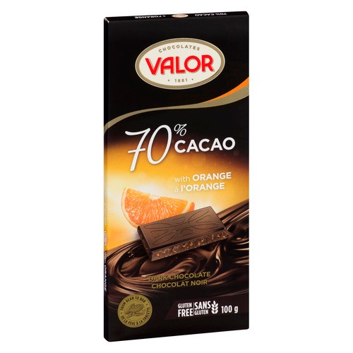 Valor Gluten-Free 70% Cacao With  Dark Chocolate With Orange 100 g