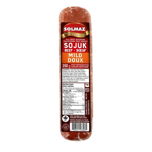 Solmaz Sojuk Beef Sausage Chub Mild 350 g