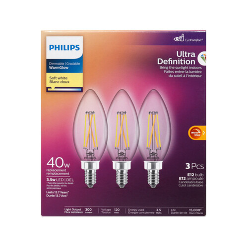 Philips Light Bulbs LED 40W Chandelier Soft White 3 EA