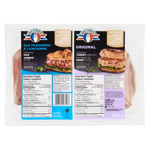 Olymel Deli Smoked Cooked Ham & Turkey Breast 250 g