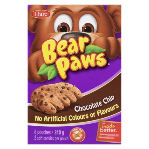 Dare Bear Paws Peanut-Free Cookies Chocolate Chip 240 g