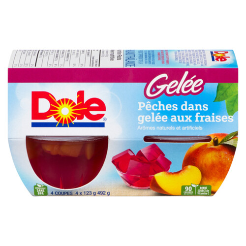 Dole Fruit Cups Peaches In Strawberry Gel 4 x 123 g
