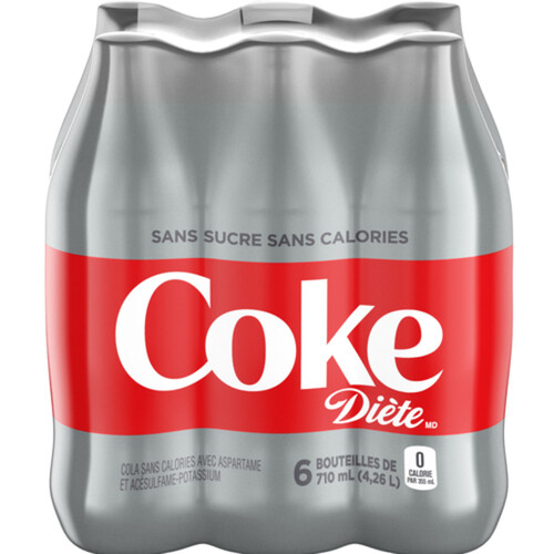 Coca-Cola Diet Coke Soft Drink 6 x 710 ml (bottles)