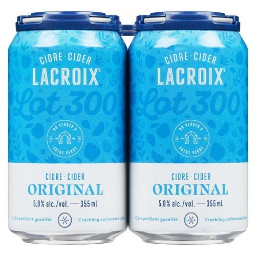 Lacroix Crackling Carbonated Cider 5% Alcohol Original 4 x 355 ml (cans)