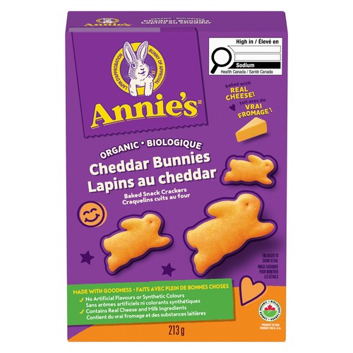 Annie's Organic Baked Snack Crackers Cheddar Bunnies 213 g
