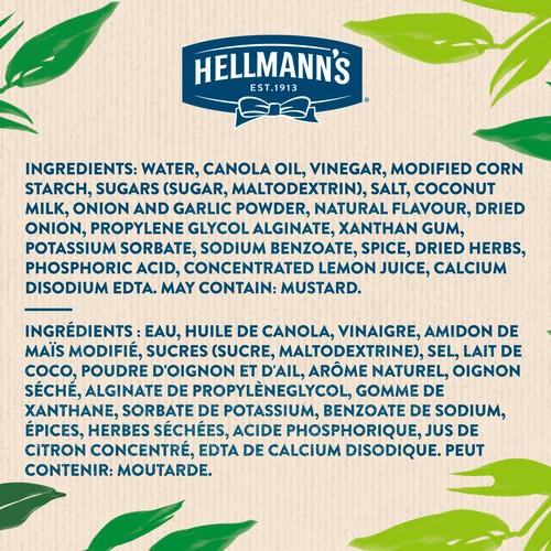 Hellmann's Vegan Dressing Classic Ranch Certified Vegan Condiment 250 ml