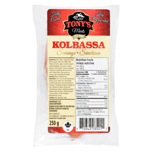 Tony's Meats Kolbassa Sausage 250 g