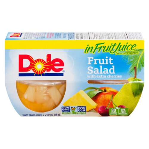 Dole Fruit Cup In Fruit Juice Cherry 4 x 107 ml