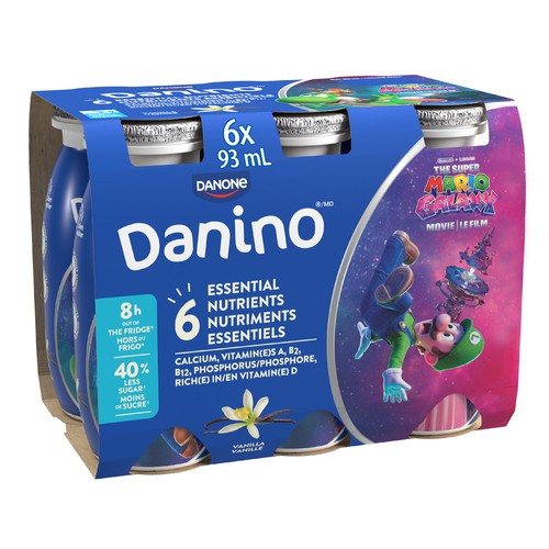 Danino Drinkable Yogurt Super Mario Vanilla 6 x 93 ml (bottles)
