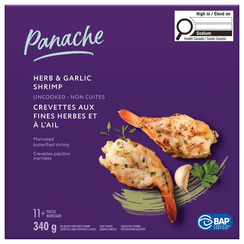 Panache Frozen Shrimp Uncooked Herb & Garlic 340 g