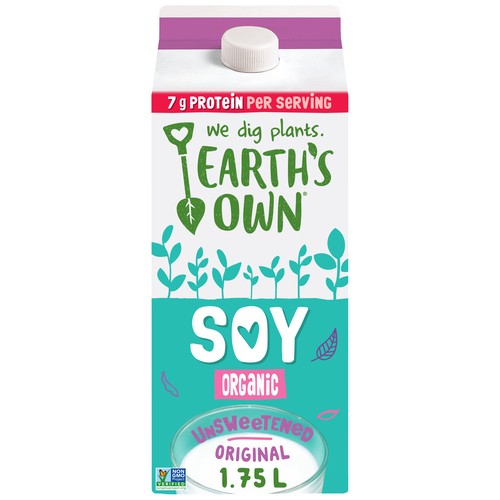 Earth's Own Gluten-Free Unsweetened Soy Milk Alternative Original 1.75 L
