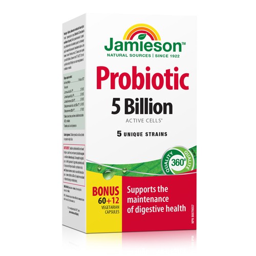 Jamieson Probiotic 5 Billion Regular Strength Vegetarian Capsules 60 Count