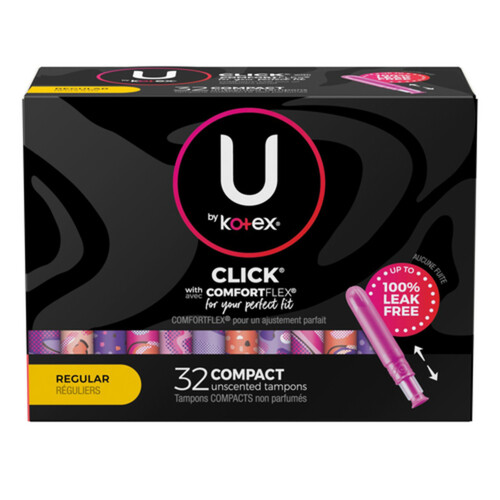 U By Kotex Click Comfort Tampons Regular Absorbency Unscented 32 Count -  Voilà Online Groceries & Offers