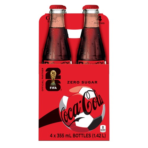 Coca-Cola Zero Sugar Soft Drink 4 x 355 ml (bottles)