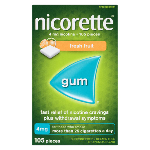 Nicorette Fresh Fruit Anti-Smoking Aid Gum 4 mg 105 Pieces