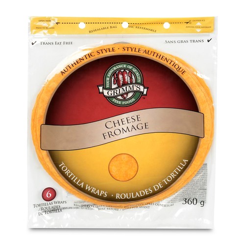 Grimm's Fine Foods Tortilla Wrap Cheese 10-Inch 360 g