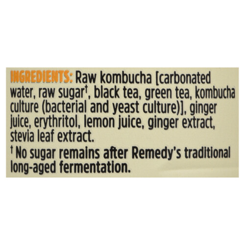 Remedy Organic Kombucha Ginger Lemon 330 ml (can)