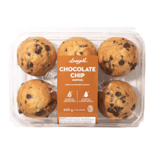 Longo's Muffins Chocolate Chip 6 Pack 600 g