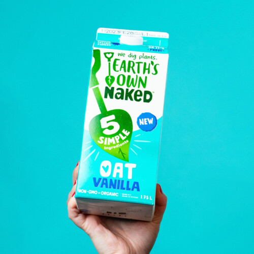 Earth's Own Oat Milk Naked Vanilla Organic Plant-Based Beverage Dairy-Free 1.75 L