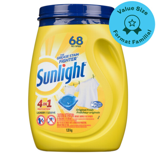 Sunlight Laundry Pacs Lemon Fresh Value Size 1.36 kg