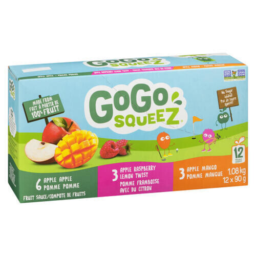 GoGo Squeez Variety Snack Mango Raspberry Lemon Twist 12 x 90 g