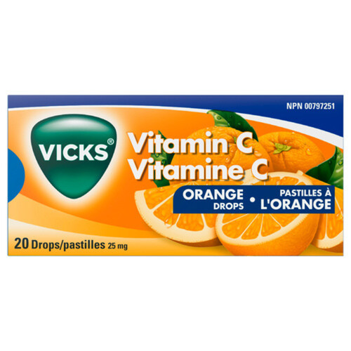 Vicks Throat Drops Orange Vitamin C 20 Pastilles