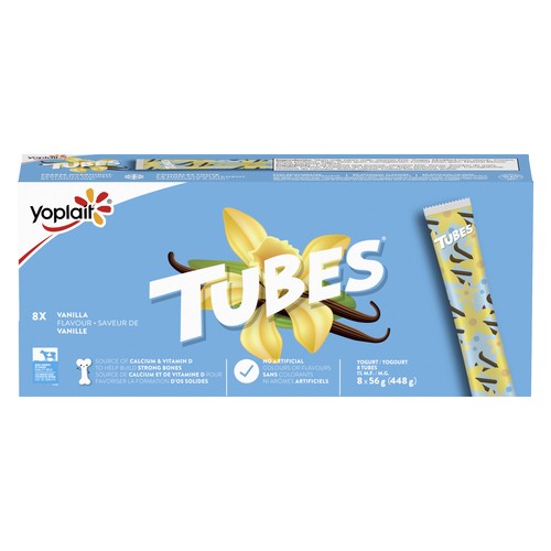 Yoplait 1% Yogurt Tubes Kids Snacks Vanilla 8 x 56 g