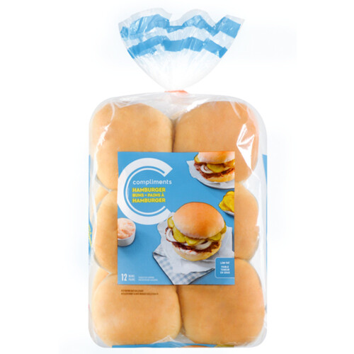 Compliments Hamburger Buns 12 Pack 540 g