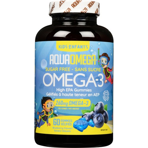 AquaOmega Omega-3 High EPA Gummies Blueberry Flavour Kids 60 Count