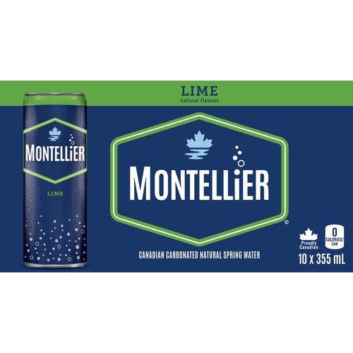 Montellier Carbonated Natural Spring Water Lime 10 x 355 ml (cans)