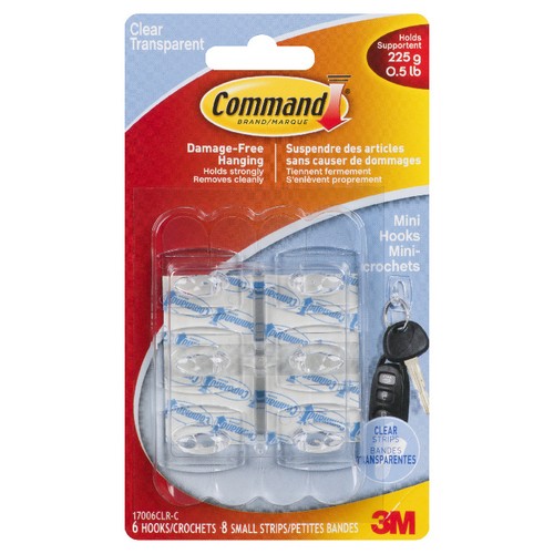 Command Mini Hooks Clear Strips 3 Count