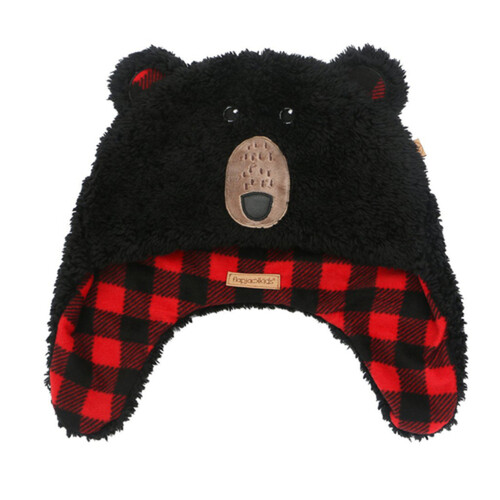 FlapJack Reversible Sherpa Hat Black Bear Aviator Medium 1 Count