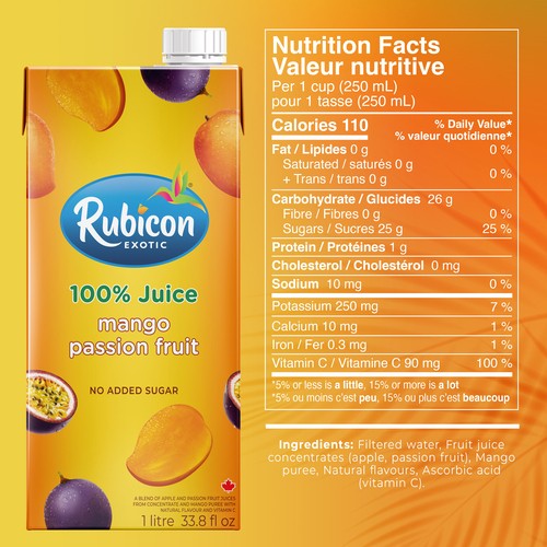 Rubicon 100% Juice Mango Passion Fruit 1 L