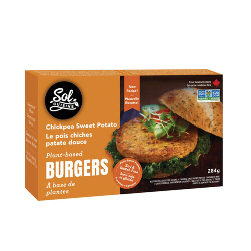 Sol Cuisine Frozen Vegan Burgers Chickpea Sweet Potato 284 g