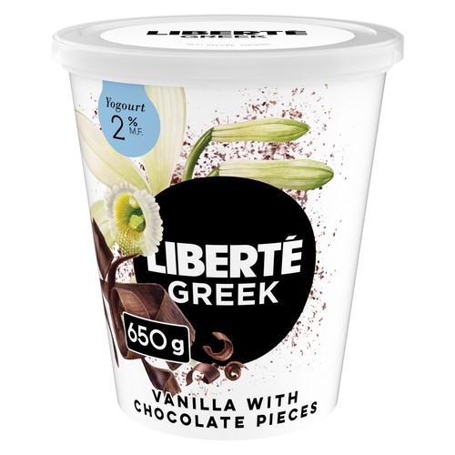 Liberté Greek 2% Yogurt Stracciatella Vanilla With Chocolate Pieces 650 g