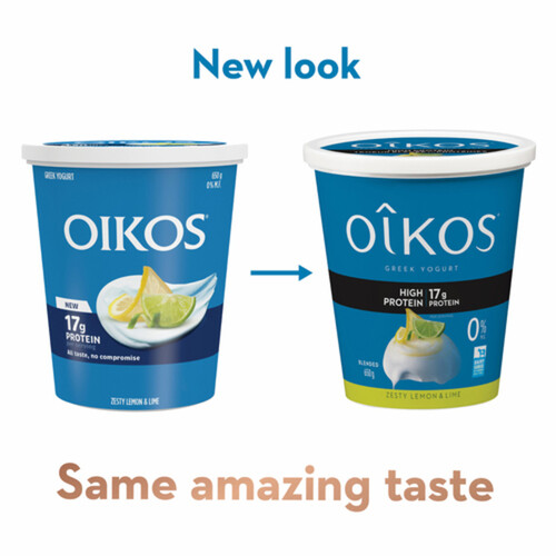 Oikos 0% Greek Yogurt High Protein Zesty Lemon & Lime Value Tub 650 g
