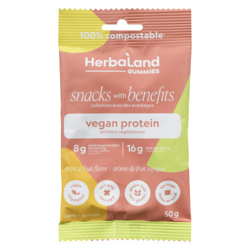 Herbaland Vegan Protein Gummies Tropical Fruit 50 g Voilà Online