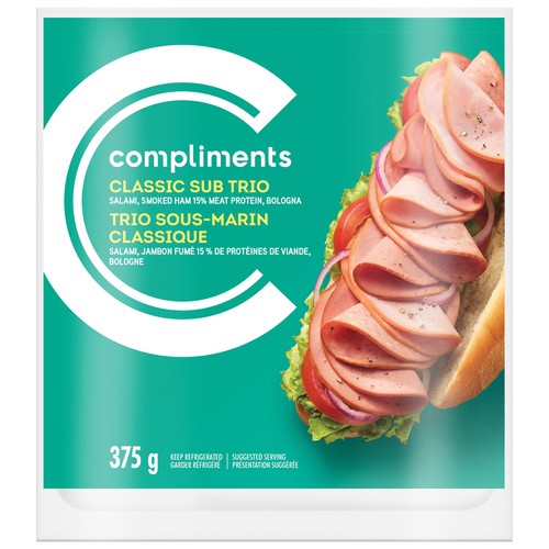 Compliments Classic Sub Trio Salami Smoked Ham Bologna 375 g