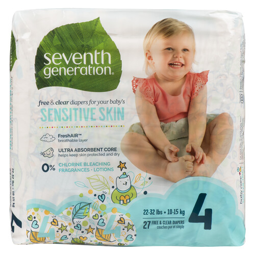 Seventh Generation Diapers Sensitive Skin No Fragrance Size 4 27 Count