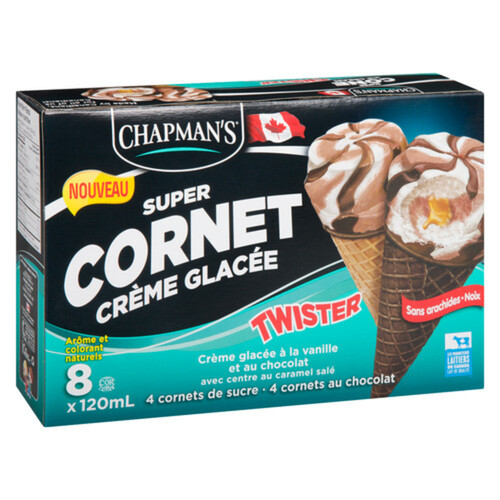 Chapmans Super Cone Ice Cream Salty Caramel Twist 8 x 120 ml