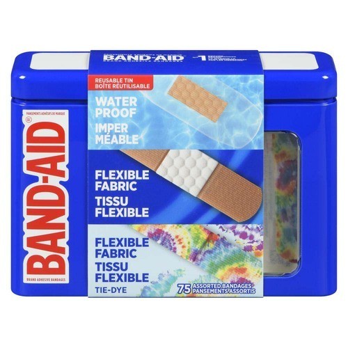 Band-Aid Tin Adhesive Bandages Assorted 75 Count