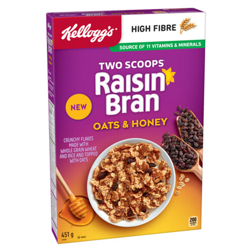 Kellogg's Cereal Raisin Bran Toasted Oat & Honey 451 g