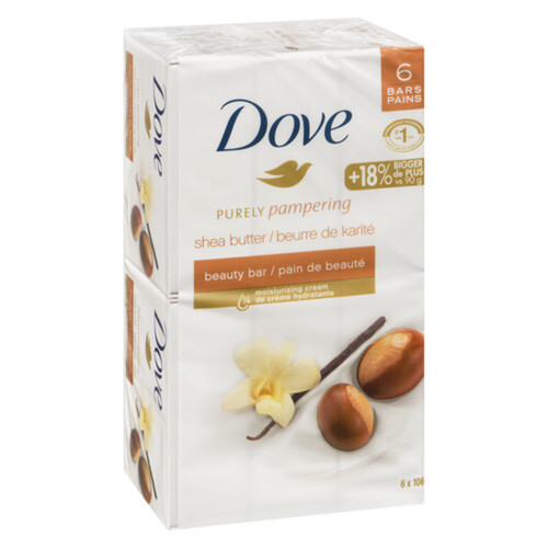 Dove Beauty Bar Shea Butter More Moisturizing Than Bar Soap 6x106 g