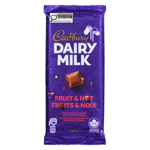 Cadbury Dairy Milk Chocolate Bar Fruit & Nut Raisins & Almonds 180 g
